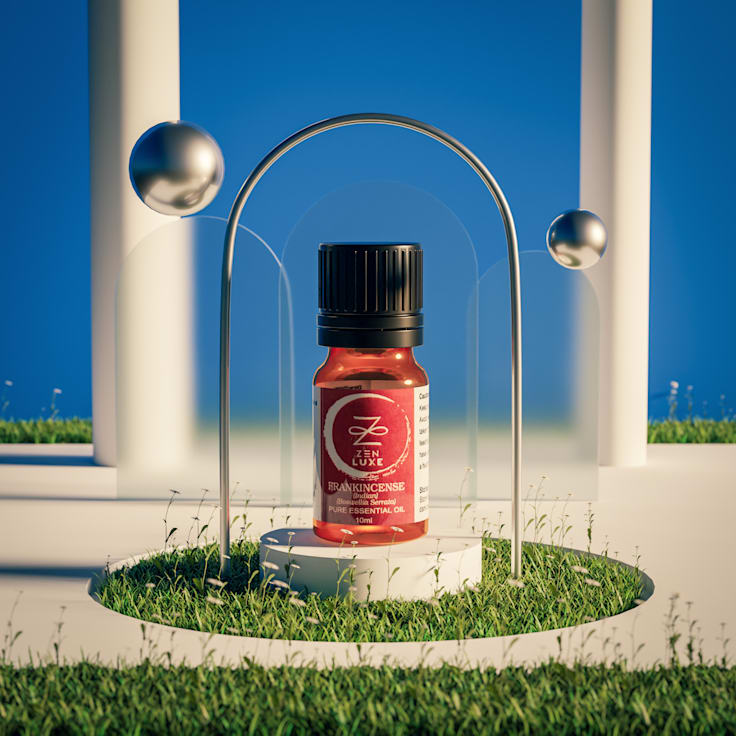 ZenLuxe — Frankincense Product Rendering